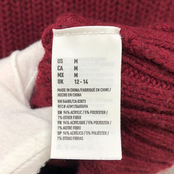American Eagle Jegging Sweater Womens M Crewneck Wine Red Chunky Knit - Picture 9 of 11